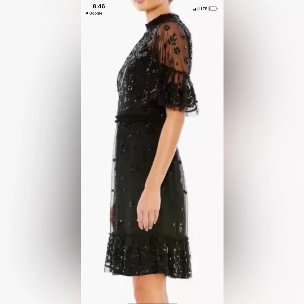 Mac Duggal Black Sequin Long Sleeve Dress - Picture 2 of 5